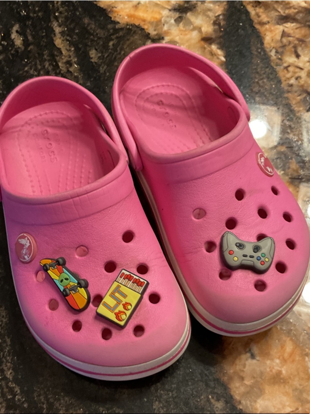 CROCS Kids Pink Slip-On Clogs with Playful Charms
